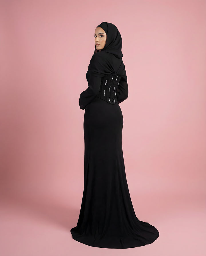 ريم أسود فستان سهرة - من الخلف